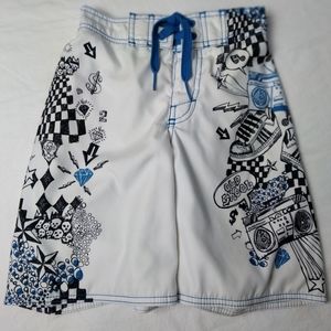 Old Navy BOYS GRAPHIC 'Old Skool' Swim Trunks S